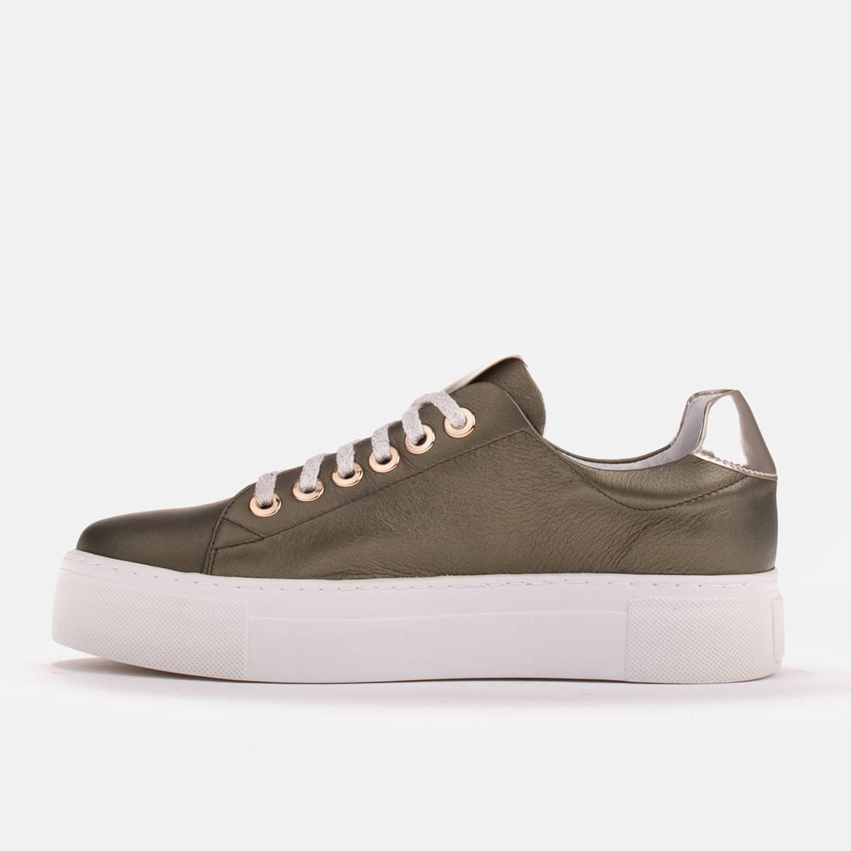 Women's sneakers made of genuine leather on a thick sole